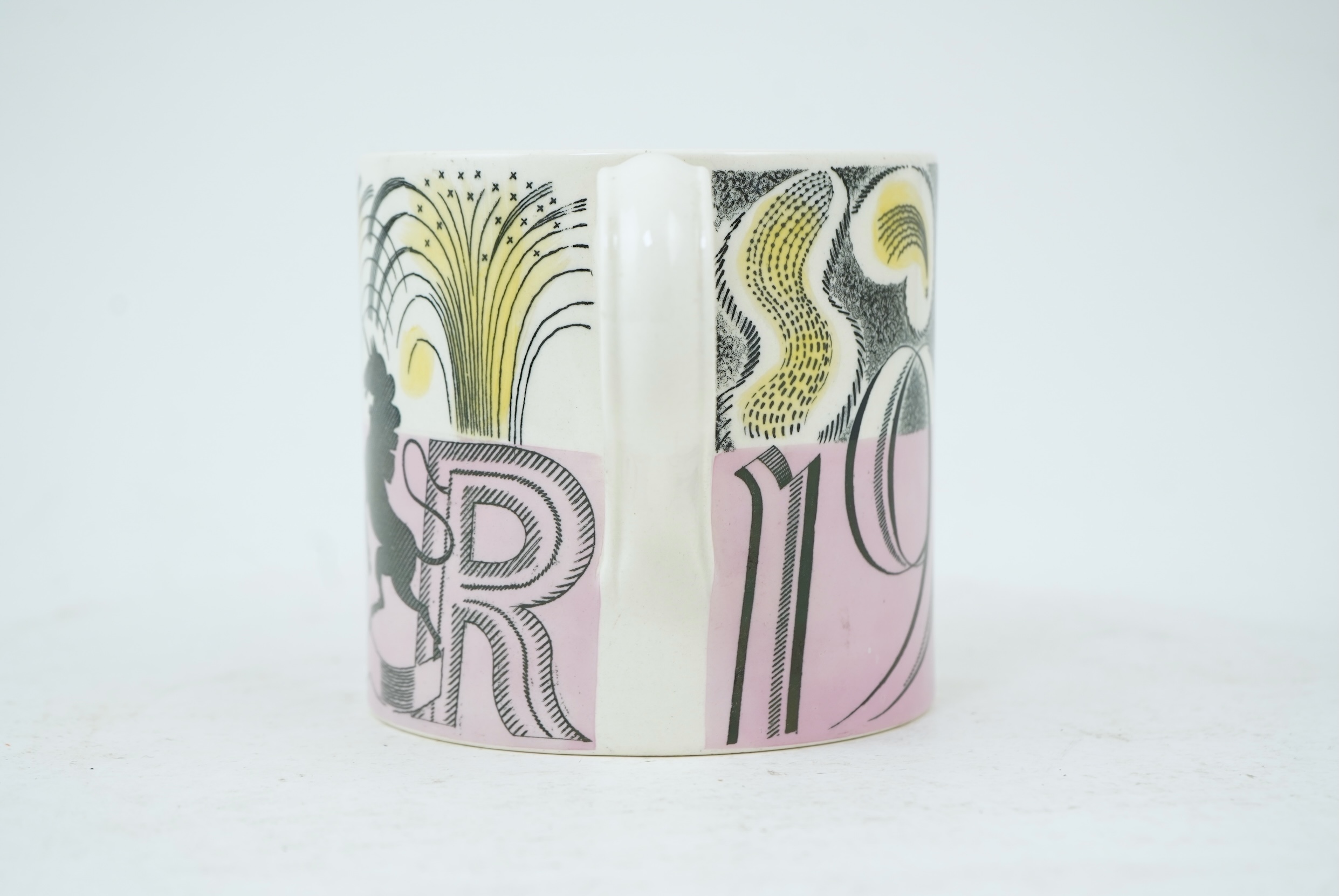 Eric Ravilious (1903-1942) for Wedgwood: A 1953 Queen Elizabeth II Coronation commemorative mug
